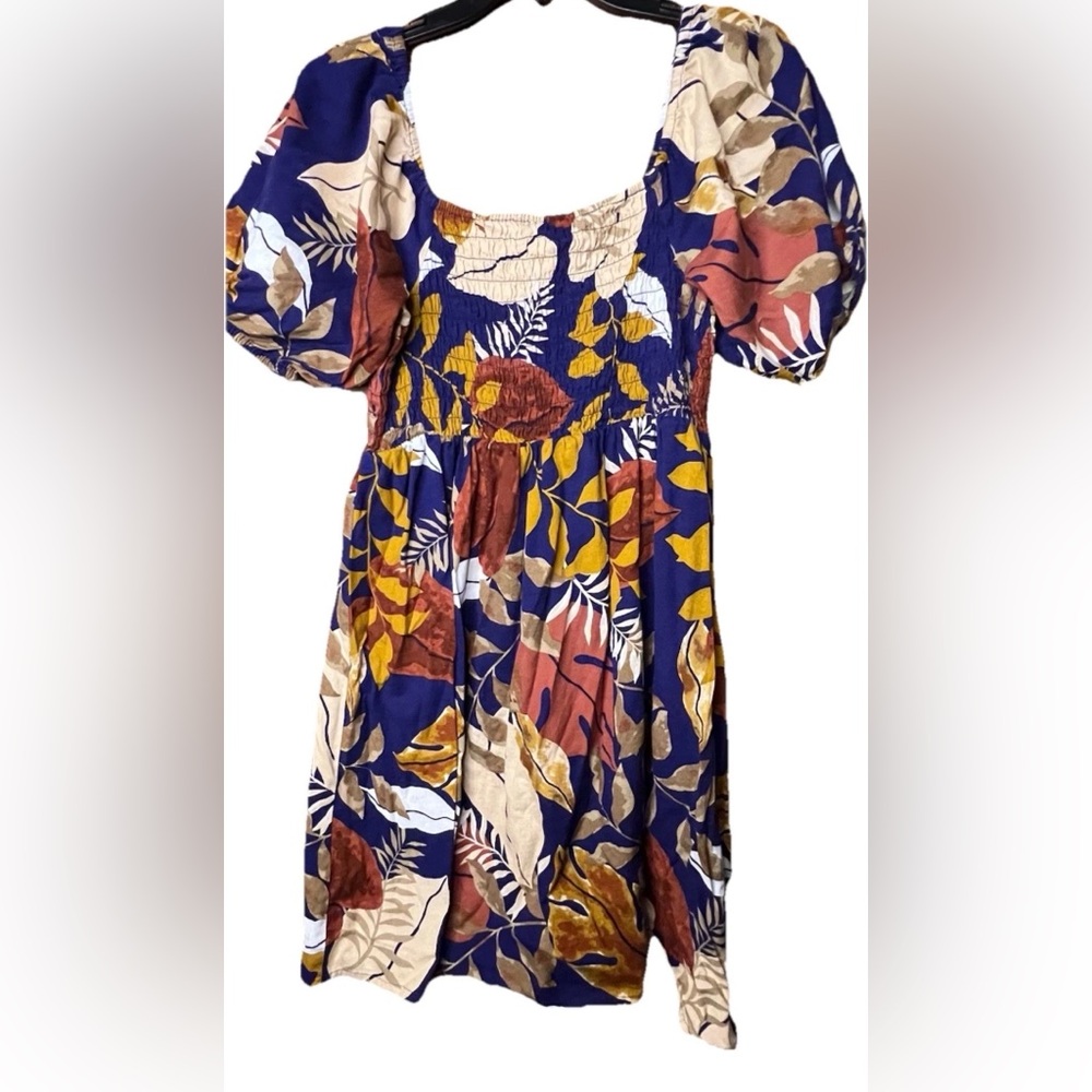 Cupio Blue and Brown Smocked Dress